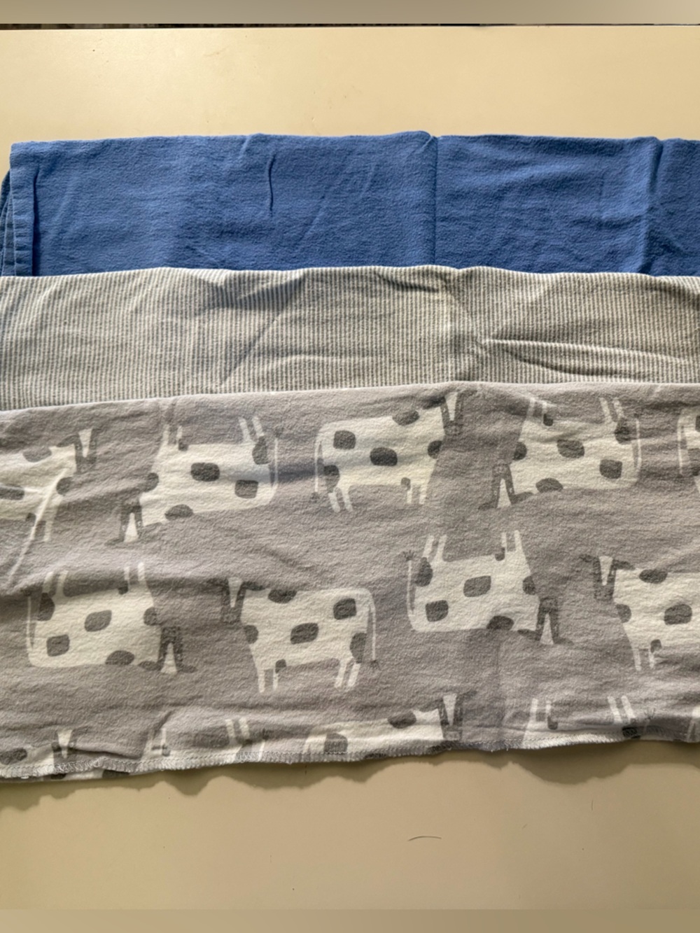 Soft Blue and Gray Cow Print Recieving Blanket/ Swaddle Set